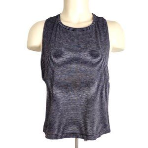 Zella Work For It Tank Top Sz XL Black Gray Stripe Racer Back Cropped Wicking